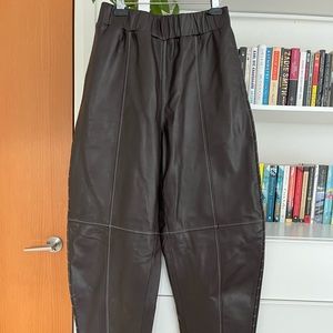 Ganni mid-rise wide leather pant